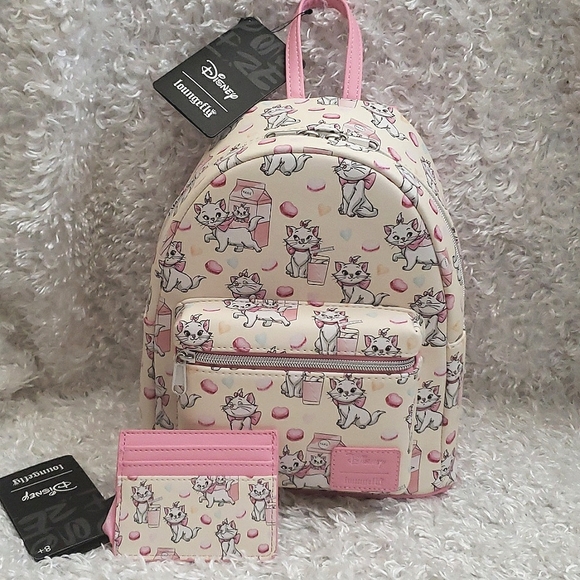 Loungefly Handbags - NWT Loungefly Aristocats Marie mini backpack and cardholder